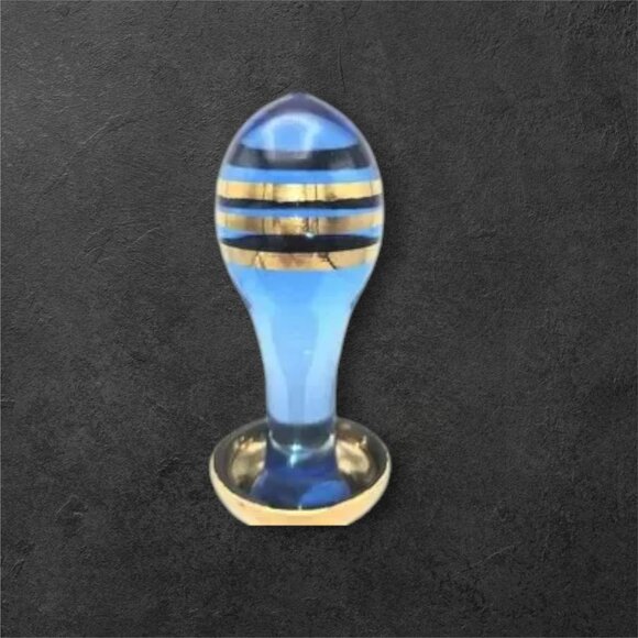 Vintage Bohemia Decanter Set with 6 Glasses Frosted Blue with Gold Gilt Trim - Picture 9 of 14